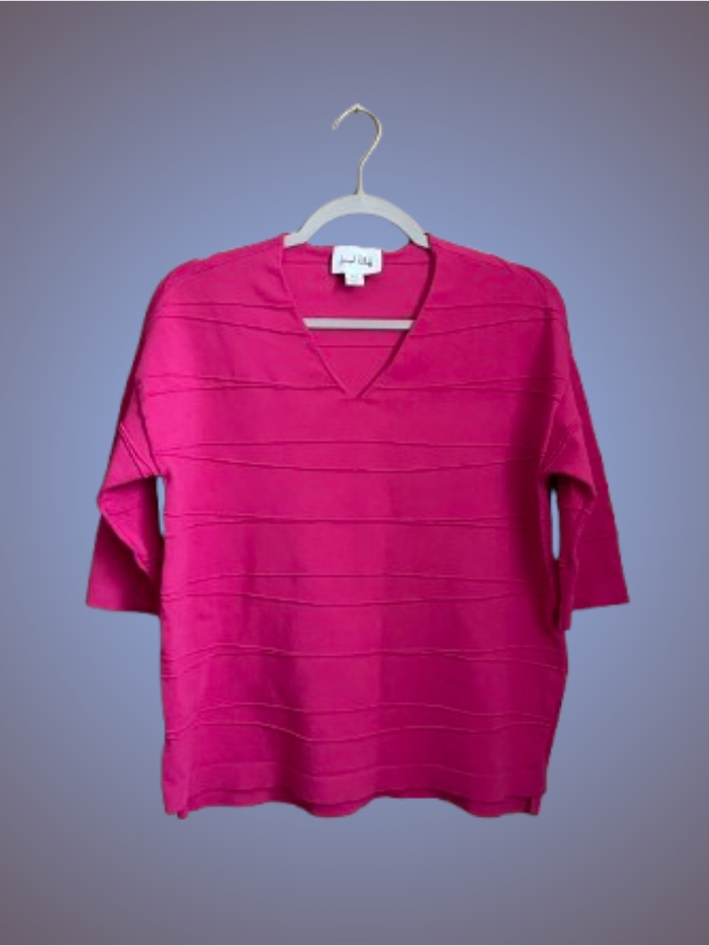 Joseph Ribkoff textured lined sweater top rosy fuchsia sz Medium
